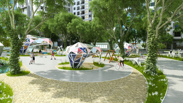 Không gian xanh được bố trí thông minh, sáng tạo sẽ mang tới cho khách hàng môi trường sống hiện đại, sang trọng và đẳng cấp.