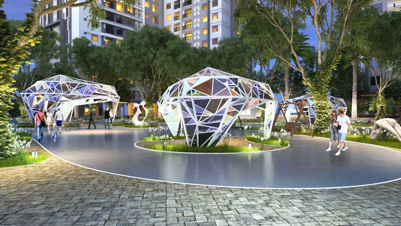 Quảng trường Sapphire tinh tế với những kiến trúc hình khối độc đáo.