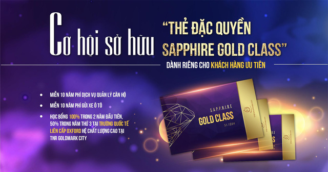 Thẻ đặc quyền Sapphire Gold Class dành riêng cho các khách hàng đặt cọc sớm nhất trong tháng 11.