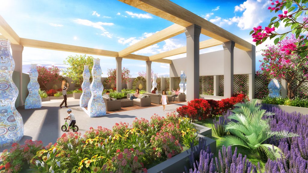 4 khu vườn trên mây Sky Garden là một trong những điểm khác biệt lớn nhất chỉ có tại TNR Goldmark City.